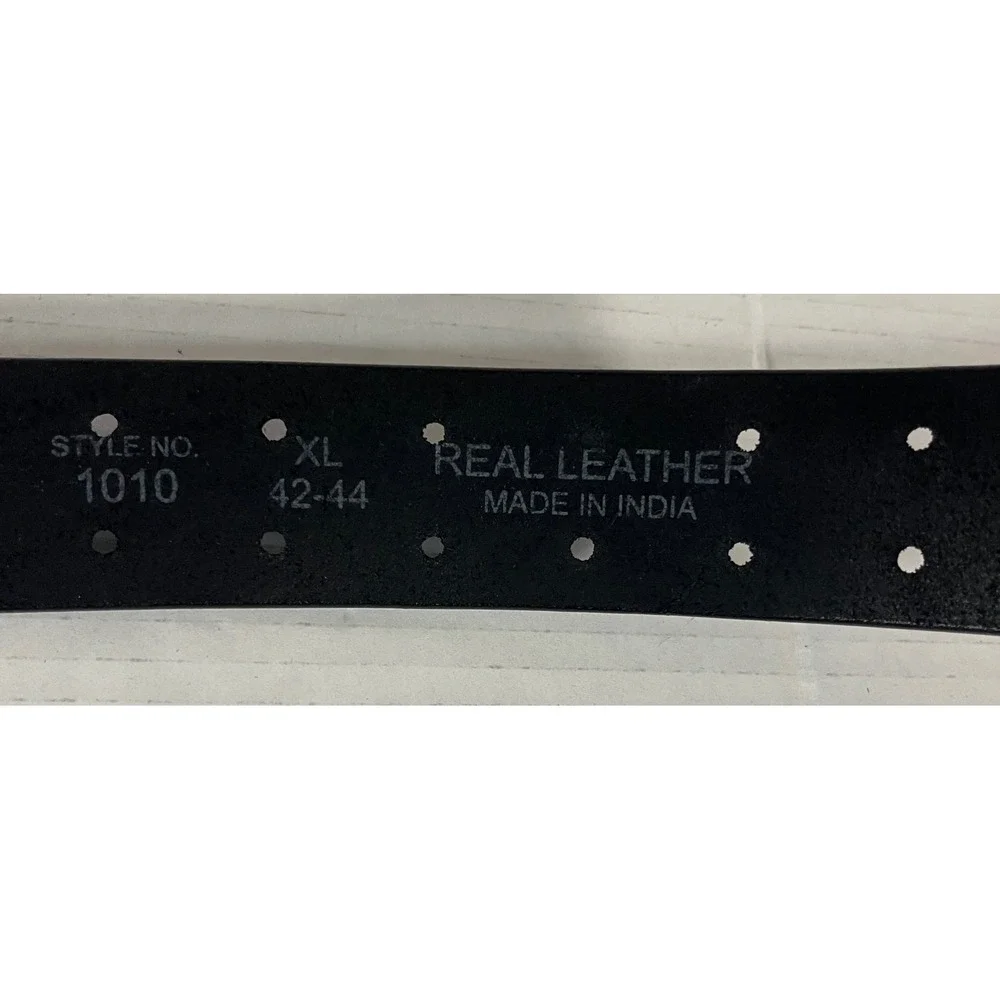 Quirinus Belt Mens XL Black Real‎ Leather Double Prong Style 1010